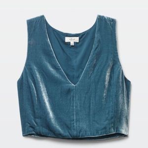 Cropped Wilfred V-neck Velvet Shirt